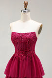 Vestido de baile de finalista de finalistas verde sem alças, A Line, Espartilho de Linha A com Folhos e Camadas