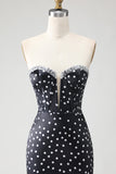 Vestido de Baile Longo, Vestido de Baile Sem Alças Sem Alças, Estampado em Camadas, com Folhos e Abertura