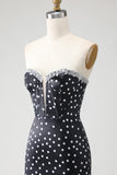 Vestido de Baile Longo, Vestido de Baile Sem Alças Sem Alças, Estampado em Camadas, com Folhos e Abertura