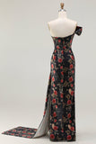Vestido de Baile Longo, Vestido de Baile Longo com Padrão de Blush e Um Ombro