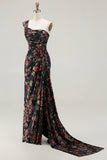 Vestido de Baile Longo, Vestido de Baile Longo com Padrão de Blush e Um Ombro