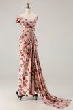 Vestido de Baile Longo, Vestido de Baile Longo com Padrão de Blush e Um Ombro