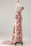 Vestido de Baile Longo, Vestido de Baile Longo com Padrão de Blush e Um Ombro