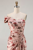 Vestido de Baile Longo, Vestido de Baile Longo com Padrão de Blush e Um Ombro