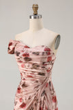Vestido de Baile Longo, Vestido de Baile Longo com Padrão de Blush e Um Ombro