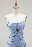 Vestido de baile longo bordado com lantejoulas florais pretas e roxo