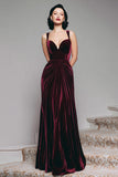 Burgundy Sheath Velvet Vestido Formal Longo