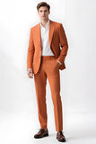 Homens Orange Peak Lapela Single Breasted Prom Suits