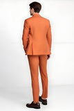 Homens Orange Peak Lapela Single Breasted Prom Suits