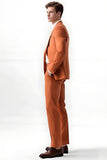 Homens Orange Peak Lapela Single Breasted Prom Suits