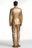 Golden Single Peito Pico Lapela Homens Prom Suits