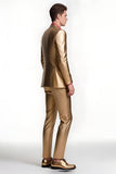 Golden Single Peito Pico Lapela Homens Prom Suits