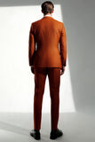 Laranja Escuro Pico Lapela Slim Fit Fatos Formais Masculinos