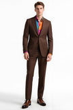 Brown Peak Lapel 2 Peça Single Breasted Ternos Masculinos