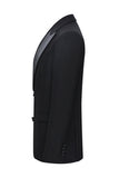 Slim Fit Peak Lapel 2 Peças Ternos Preto Masculino