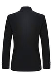 2 Peça Single Breasted Black Slim Fit Masculino Mandarin Collar Terno