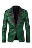 Xale Verde Lapela Um Botão Jacquard Blazer Masculino Prom