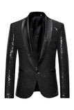 Sparkly Blue Shawl Lapela Um Botão Masculino Prom Blazer