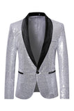 Sparkly Blue Shawl Lapela Um Botão Masculino Prom Blazer
