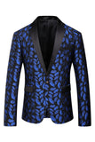 Blazer Masculino de Lapela Estampado Azul