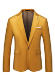 Amarelo Pico Lapela Um Botão Prom Blazer