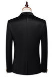 Preto Pico Lapela 2 Peças Ternos Masculinos