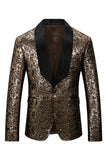 Sparkly Golden Shawl Lapela Masculino Prom Blazer