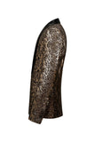 Sparkly Golden Shawl Lapela Masculino Prom Blazer