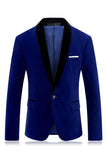 Xale Azul Masculino Lapela Um Botão Prom Blazer