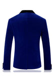 Xale Azul Masculino Lapela Um Botão Prom Blazer