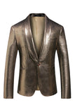 Golden Metallic Xaile Lapela Masculino Prom Blazer