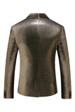 Golden Metallic Xaile Lapela Masculino Prom Blazer