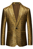 Sparkly Golden Notched Lapela Textura Prom Blazer