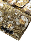 Blazer Floral Dourado Estampado Um Botão Prom