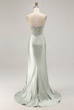 Vestido longo de baile de baile com folhos e fenda de folhos Sweetheart Sweetheart