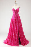 Lantejoulas Azuis Um Vestido de Baile Longo de Finalistas Aplicado com Espartilho Transparente de Linha e Fenda