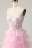 Princesa Azul Querido Corset Tiered Sequins Long Prom Dress com renda para trás