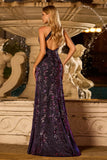 Vestido de Baile Longo com Lantejoulas e Sereia de Caster com Cabeçada Brilhante