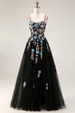 Vestido de Baile de finalistas preto brilhante, linha em A, com lantejoulas, com fenda