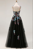 Vestido de Baile de finalistas preto brilhante, linha em A, com lantejoulas, com fenda