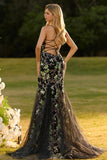 Espartilho Rosa Sereia Floral Renda Vestido de Baile Comprido com Lantejoulas