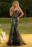 Espartilho Rosa Sereia Floral Renda Vestido de Baile Comprido com Lantejoulas