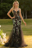 Espartilho Rosa Sereia Floral Renda Vestido de Baile Comprido com Lantejoulas