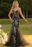 Espartilho Rosa Sereia Floral Renda Vestido de Baile Comprido com Lantejoulas