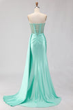 Sweetheart Mermaid Vestido Longo de Baile de Finalistas Verde Menta com Fenda