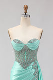 Sweetheart Mermaid Vestido Longo de Baile de Finalistas Verde Menta com Fenda