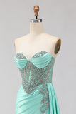 Sweetheart Mermaid Vestido Longo de Baile de Finalistas Verde Menta com Fenda