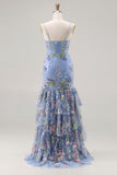 Vestido de Baile de Baile Floral com Lantejoulas Cor-de-Rosa e Com Folhos e Abertura