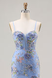 Vestido de Baile de Baile Floral com Lantejoulas Cor-de-Rosa e Com Folhos e Abertura