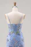 Vestido de Baile de Baile Floral com Lantejoulas Cor-de-Rosa e Com Folhos e Abertura